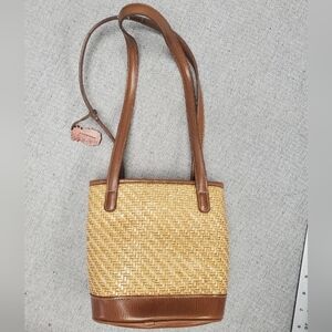 Liz Claiborne Brown and Tan Woven Pineapple Small Shoulder HandBag Purse